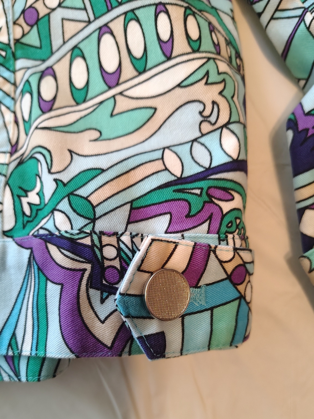 CHICO'S HANNALEE Graphic Print Jacket BLUE TANG CHICOS Sz 1 NWOT - Picture 9 of 10